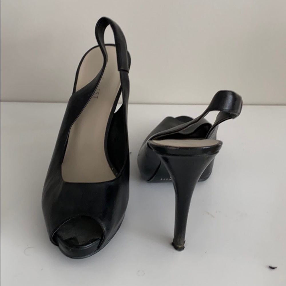 Black peep shoe high heels